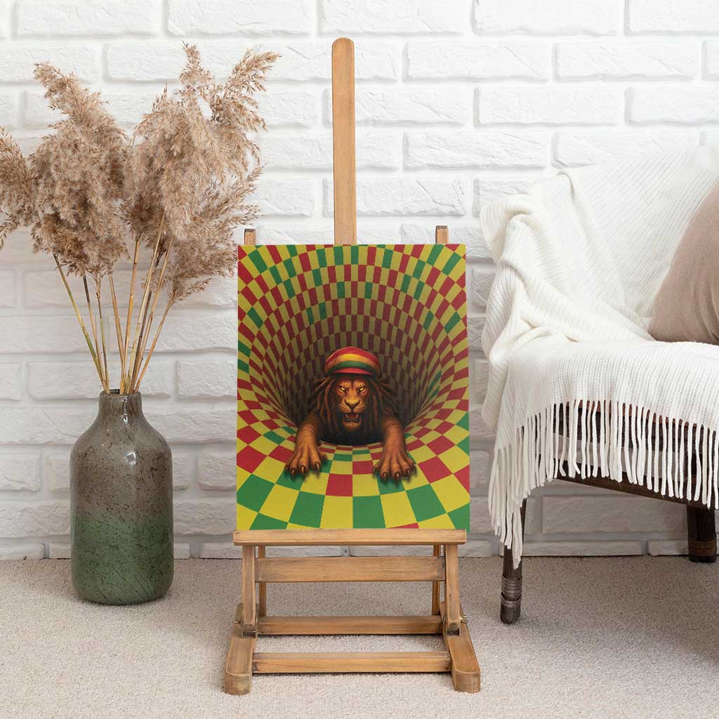 Afro-Jamaicans Reggae Lion Canvas Wall Art Reggae Optical 3D Illusion - African Pride