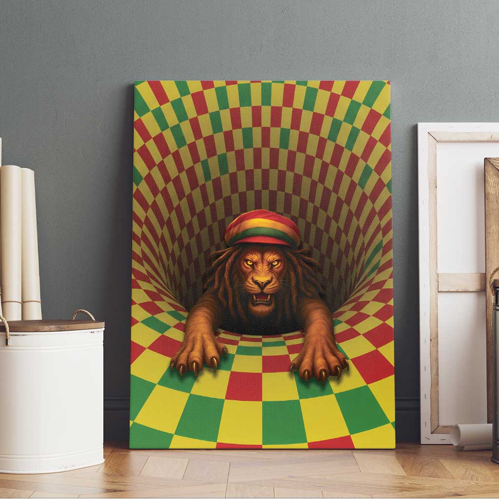 Afro-Jamaicans Reggae Lion Canvas Wall Art Reggae Optical 3D Illusion - African Pride