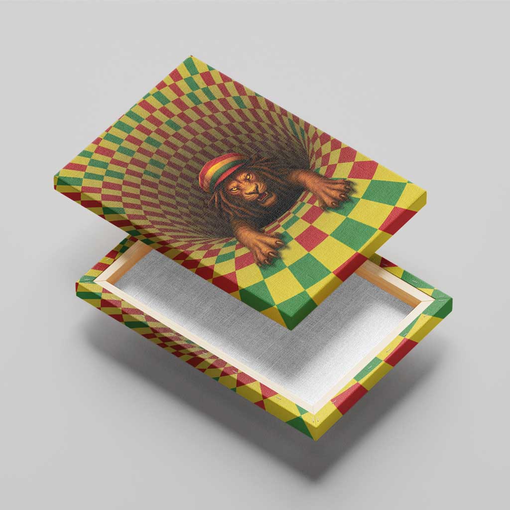 Afro-Jamaicans Reggae Lion Canvas Wall Art Reggae Optical 3D Illusion - African Pride