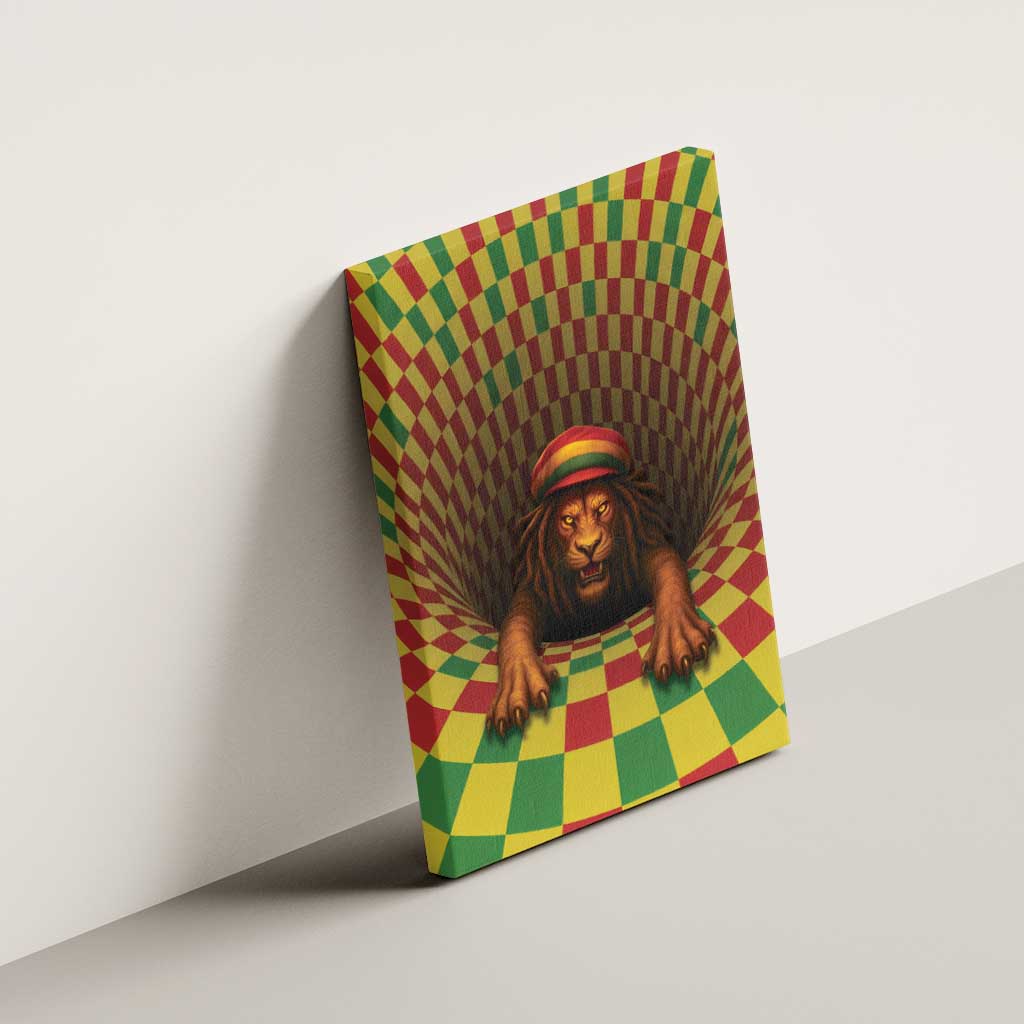 Afro-Jamaicans Reggae Lion Canvas Wall Art Reggae Optical 3D Illusion - African Pride
