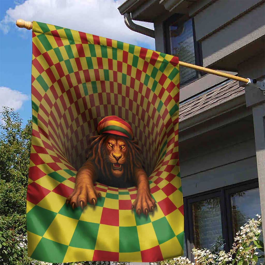 Afro-Jamaicans Reggae Lion Garden Flag Reggae Optical 3D Illusion - African Pride