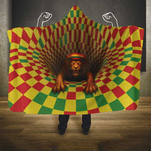 Afro-Jamaicans Reggae Lion Hooded Blanket Reggae Optical 3D Illusion - African Pride