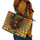 Afro-Jamaicans Reggae Lion Leather Tote Bag Reggae Optical 3D Illusion - African Pride