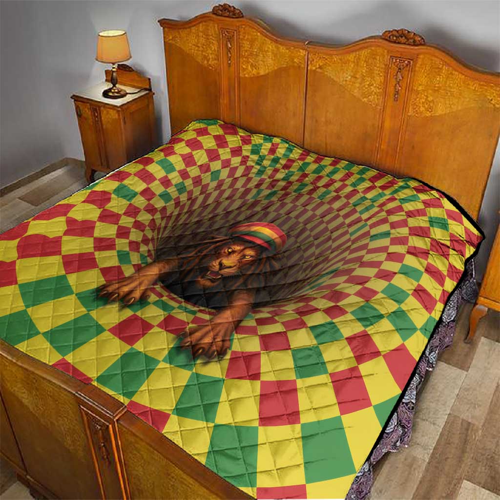Afro-Jamaicans Reggae Lion Quilt Reggae Optical 3D Illusion - African Pride