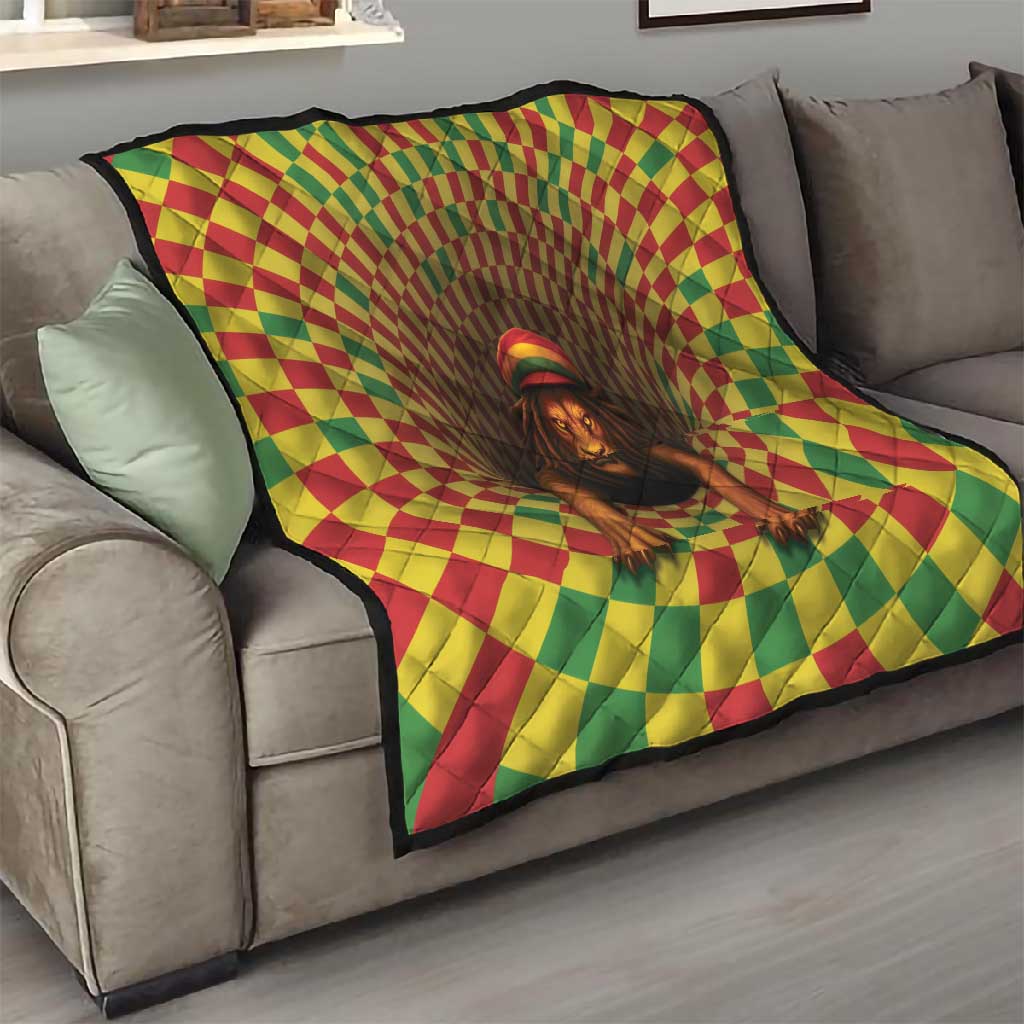Afro-Jamaicans Reggae Lion Quilt Reggae Optical 3D Illusion - African Pride