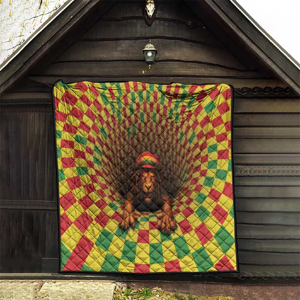 Afro-Jamaicans Reggae Lion Quilt Reggae Optical 3D Illusion - African Pride