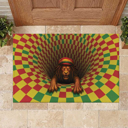 Afro-Jamaicans Reggae Lion Rubber Doormat Reggae Optical 3D Illusion - African Pride