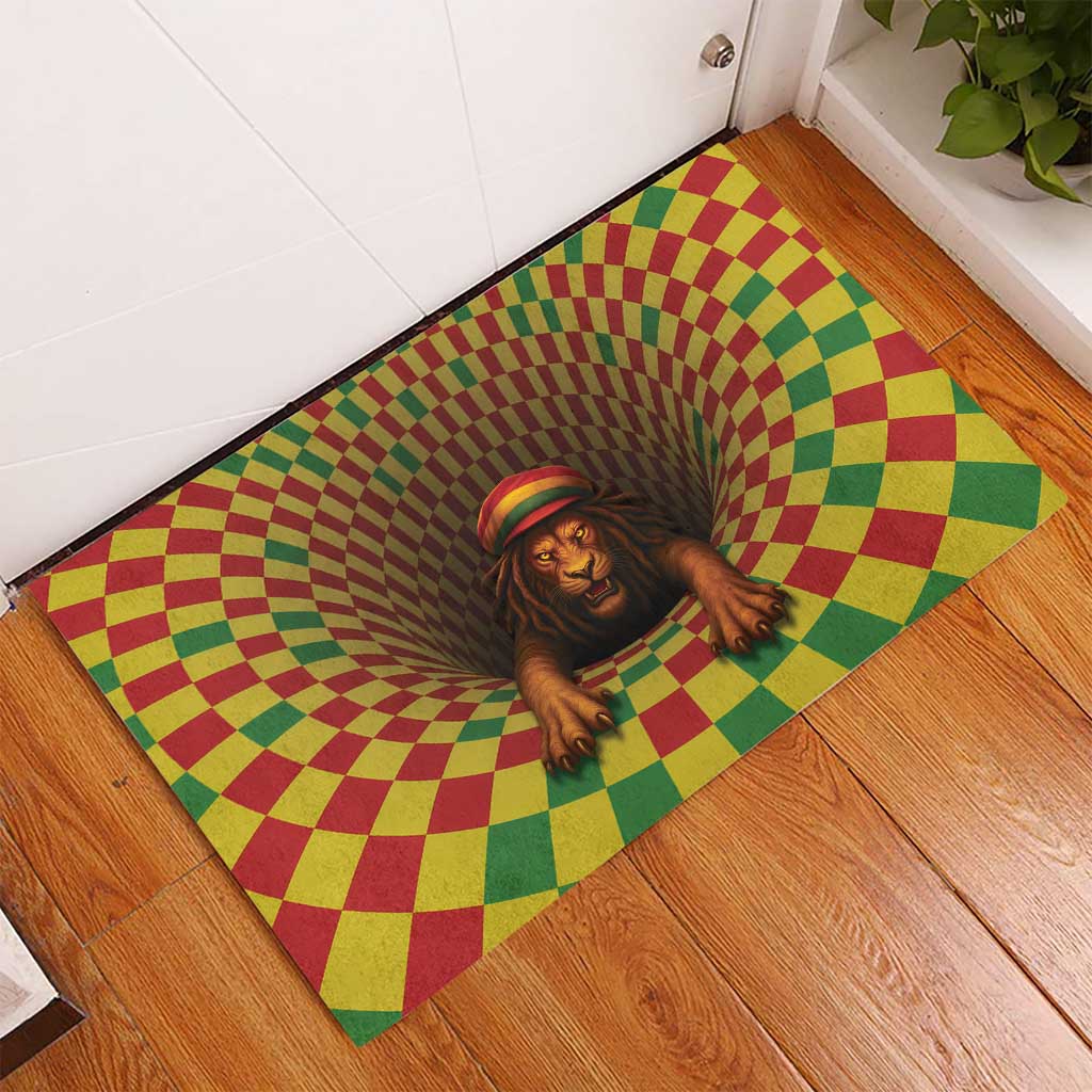 Afro-Jamaicans Reggae Lion Rubber Doormat Reggae Optical 3D Illusion - African Pride
