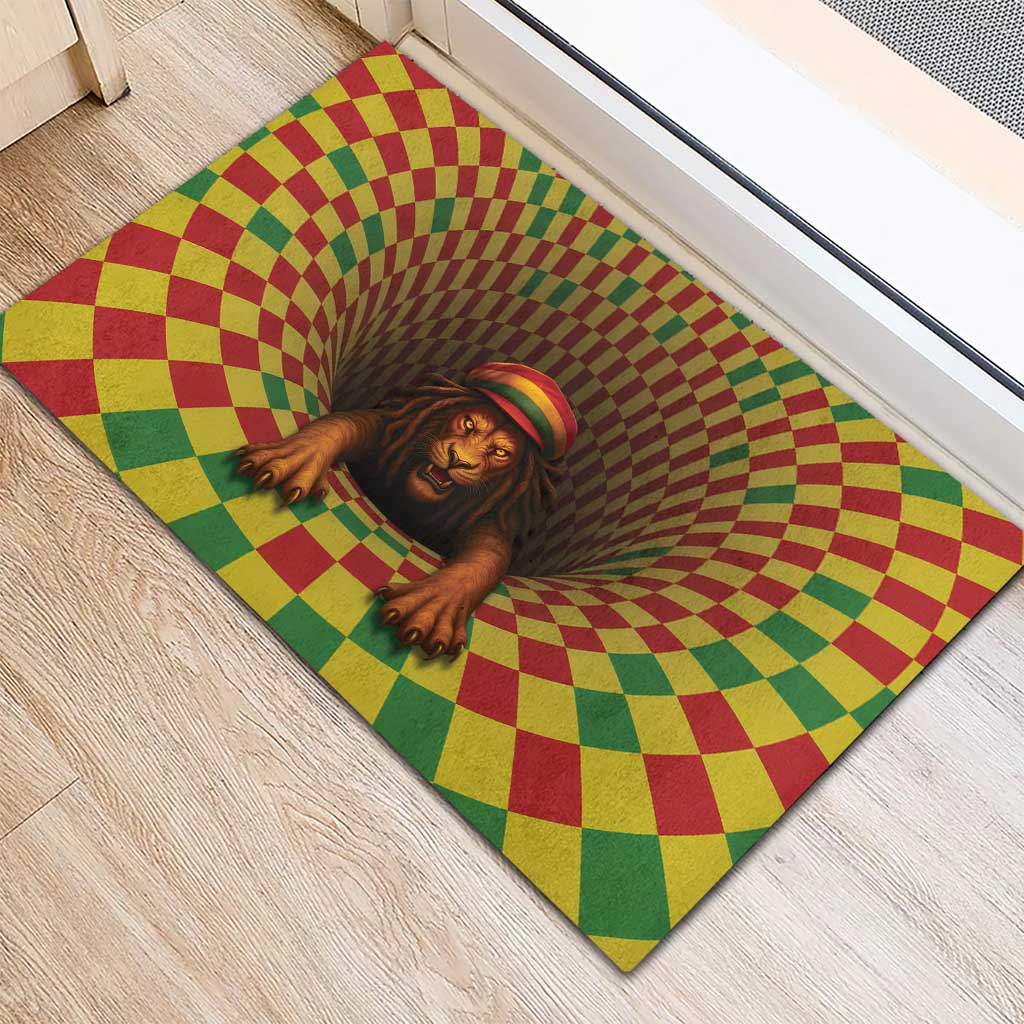 Afro-Jamaicans Reggae Lion Rubber Doormat Reggae Optical 3D Illusion - African Pride