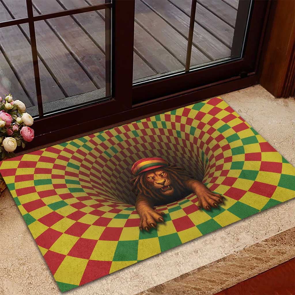 Afro-Jamaicans Reggae Lion Rubber Doormat Reggae Optical 3D Illusion - African Pride