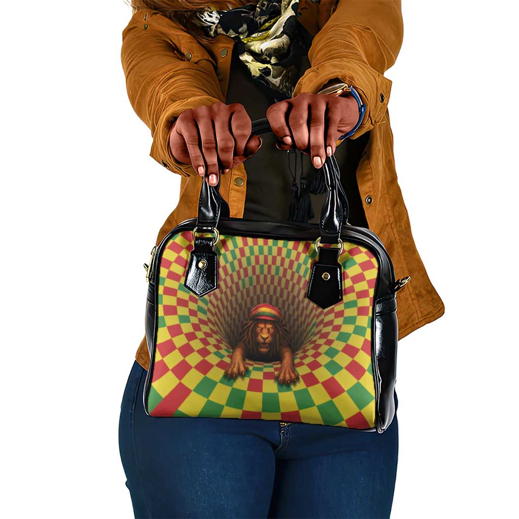 Afro-Jamaicans Reggae Lion Shoulder Handbag Reggae Optical 3D Illusion - African Pride