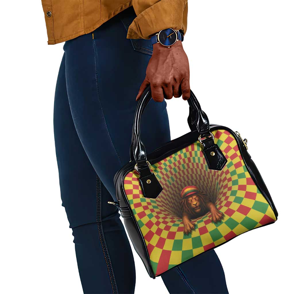 Afro-Jamaicans Reggae Lion Shoulder Handbag Reggae Optical 3D Illusion - African Pride