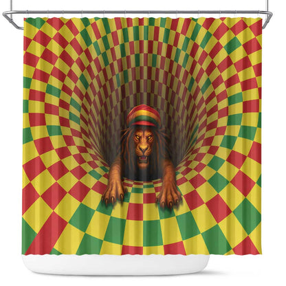 Afro-Jamaicans Reggae Lion Shower Curtain Reggae Optical 3D Illusion - African Pride