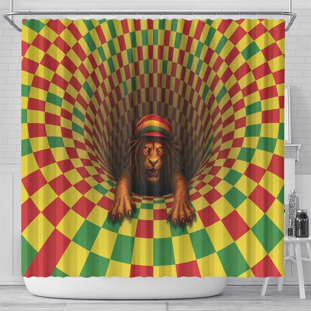 Afro-Jamaicans Reggae Lion Shower Curtain Reggae Optical 3D Illusion - African Pride
