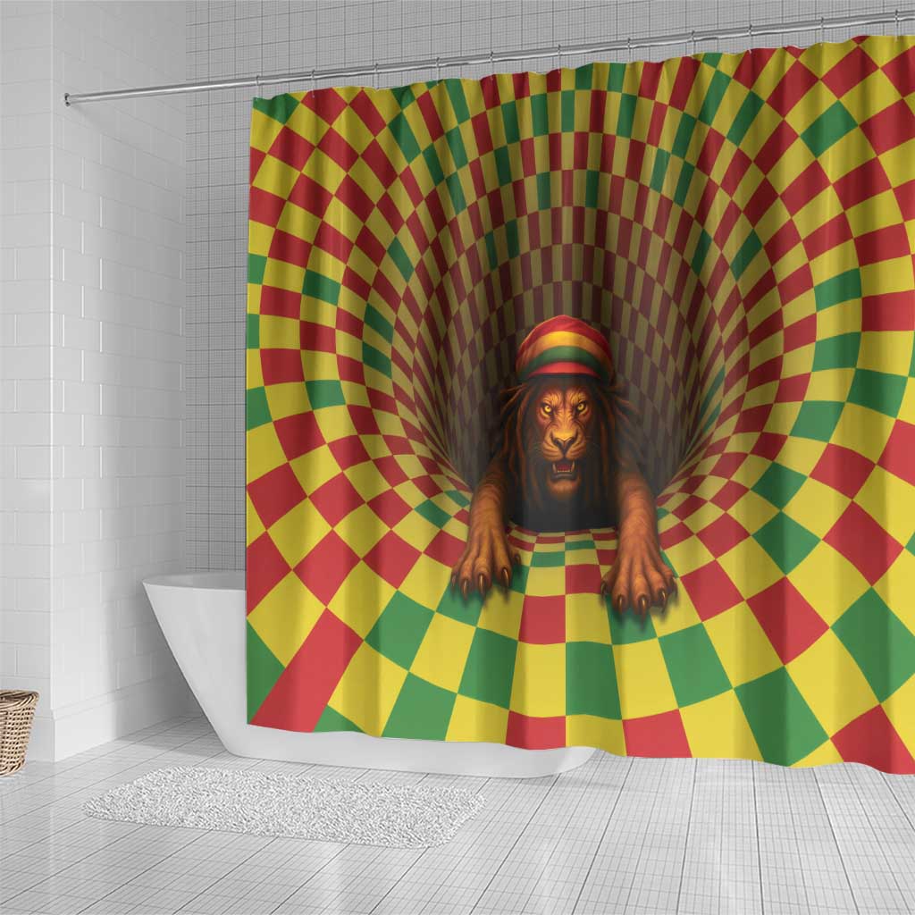 Afro-Jamaicans Reggae Lion Shower Curtain Reggae Optical 3D Illusion - African Pride