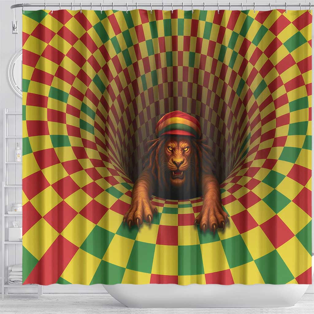Afro-Jamaicans Reggae Lion Shower Curtain Reggae Optical 3D Illusion - African Pride