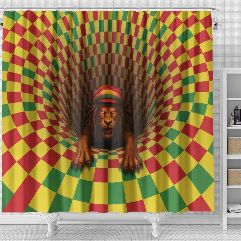 Afro-Jamaicans Reggae Lion Shower Curtain Reggae Optical 3D Illusion - African Pride