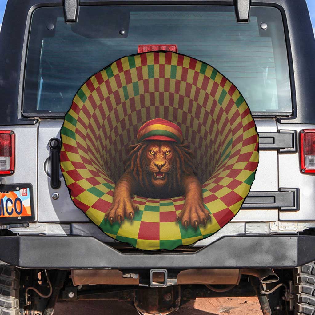 Afro-Jamaicans Reggae Lion Spare Tire Cover Reggae Optical 3D Illusion - African Pride