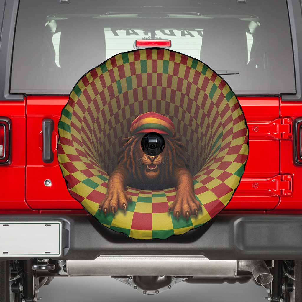 Afro-Jamaicans Reggae Lion Spare Tire Cover Reggae Optical 3D Illusion - African Pride