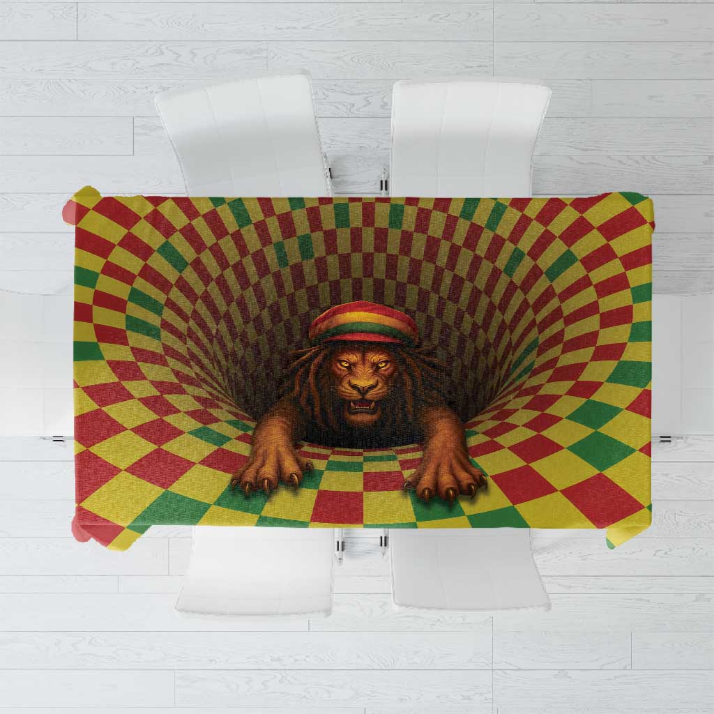 Afro-Jamaicans Reggae Lion Tablecloth Reggae Optical 3D Illusion - African Pride