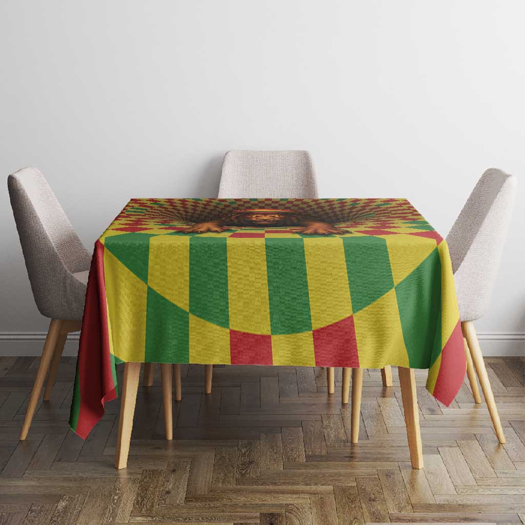 Afro-Jamaicans Reggae Lion Tablecloth Reggae Optical 3D Illusion - African Pride