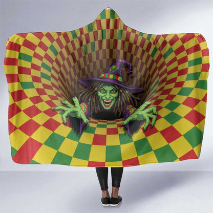 Afro-Jamaicans Reggae Witch Hooded Blanket Reggae Optical 3D Illusion - African Pride