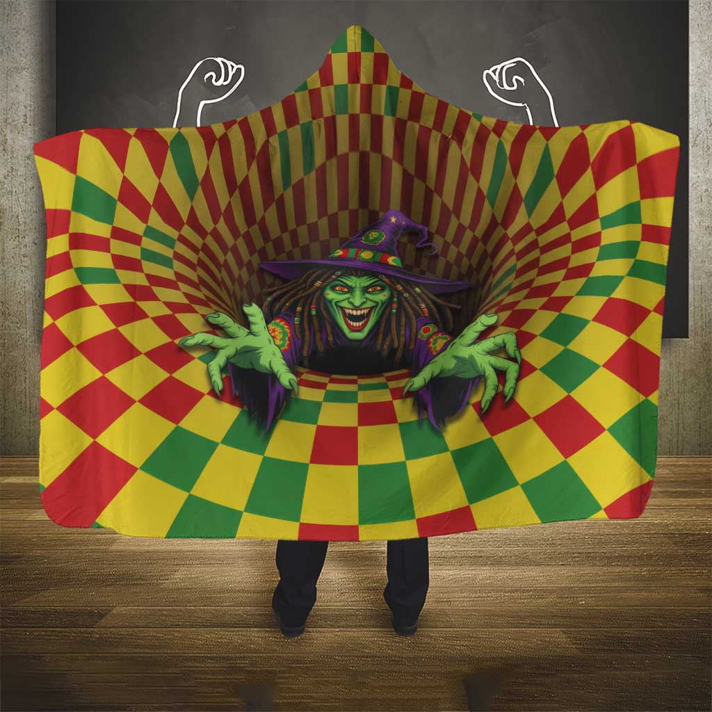 Afro-Jamaicans Reggae Witch Hooded Blanket Reggae Optical 3D Illusion - African Pride