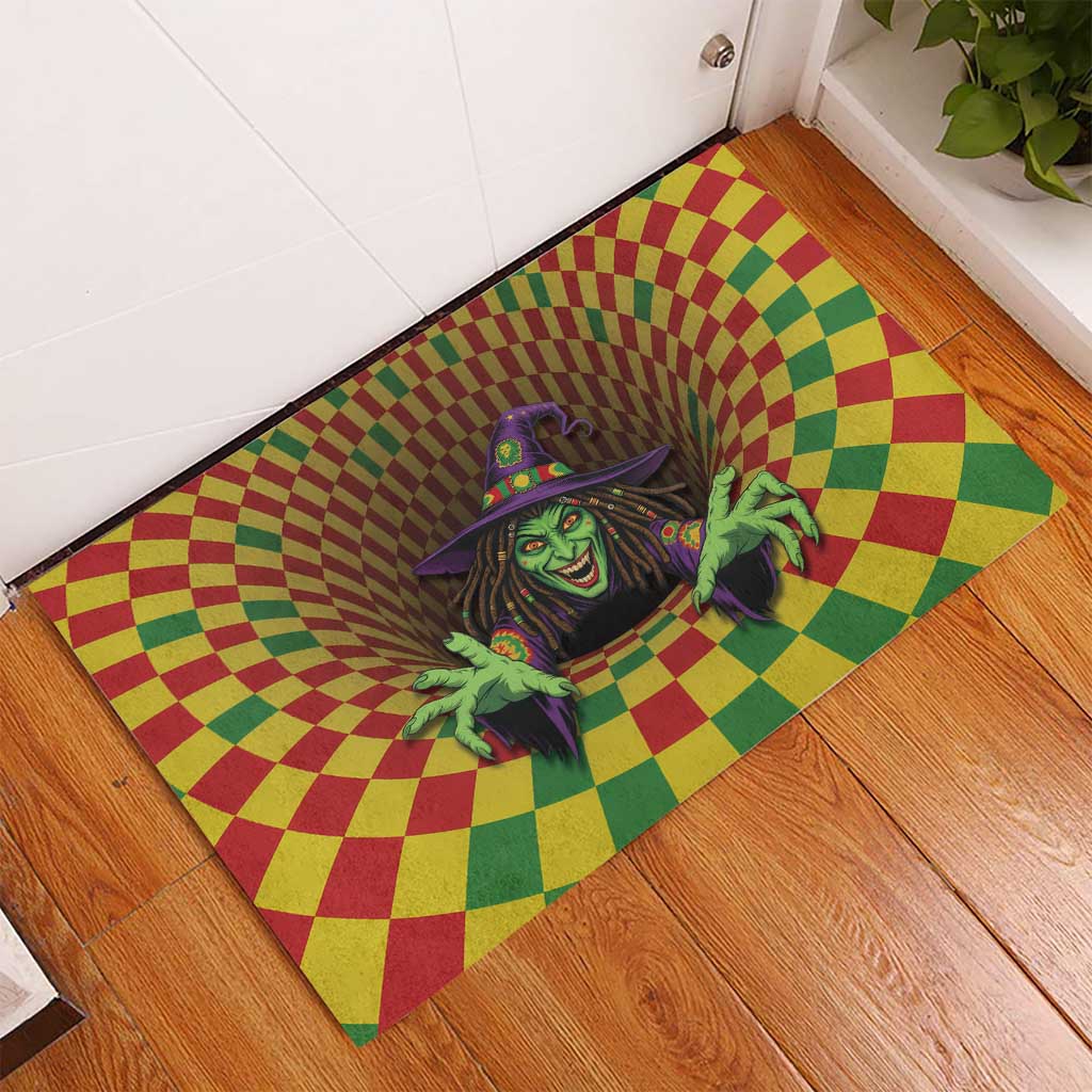 Afro-Jamaicans Reggae Witch Rubber Doormat Reggae Optical 3D Illusion - African Pride