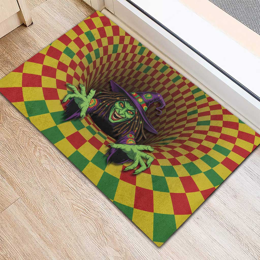 Afro-Jamaicans Reggae Witch Rubber Doormat Reggae Optical 3D Illusion - African Pride