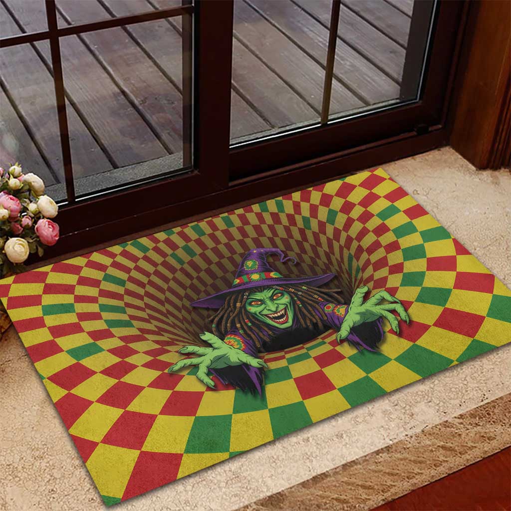Afro-Jamaicans Reggae Witch Rubber Doormat Reggae Optical 3D Illusion - African Pride