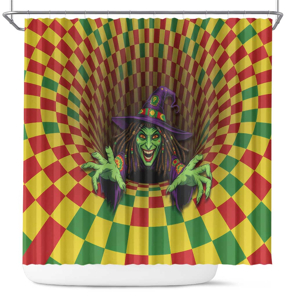 Afro-Jamaicans Reggae Witch Shower Curtain Reggae Optical 3D Illusion - African Pride