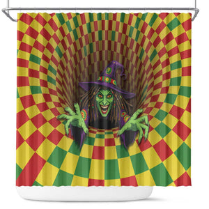 Afro-Jamaicans Reggae Witch Shower Curtain Reggae Optical 3D Illusion - African Pride
