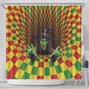 Afro-Jamaicans Reggae Witch Shower Curtain Reggae Optical 3D Illusion - African Pride