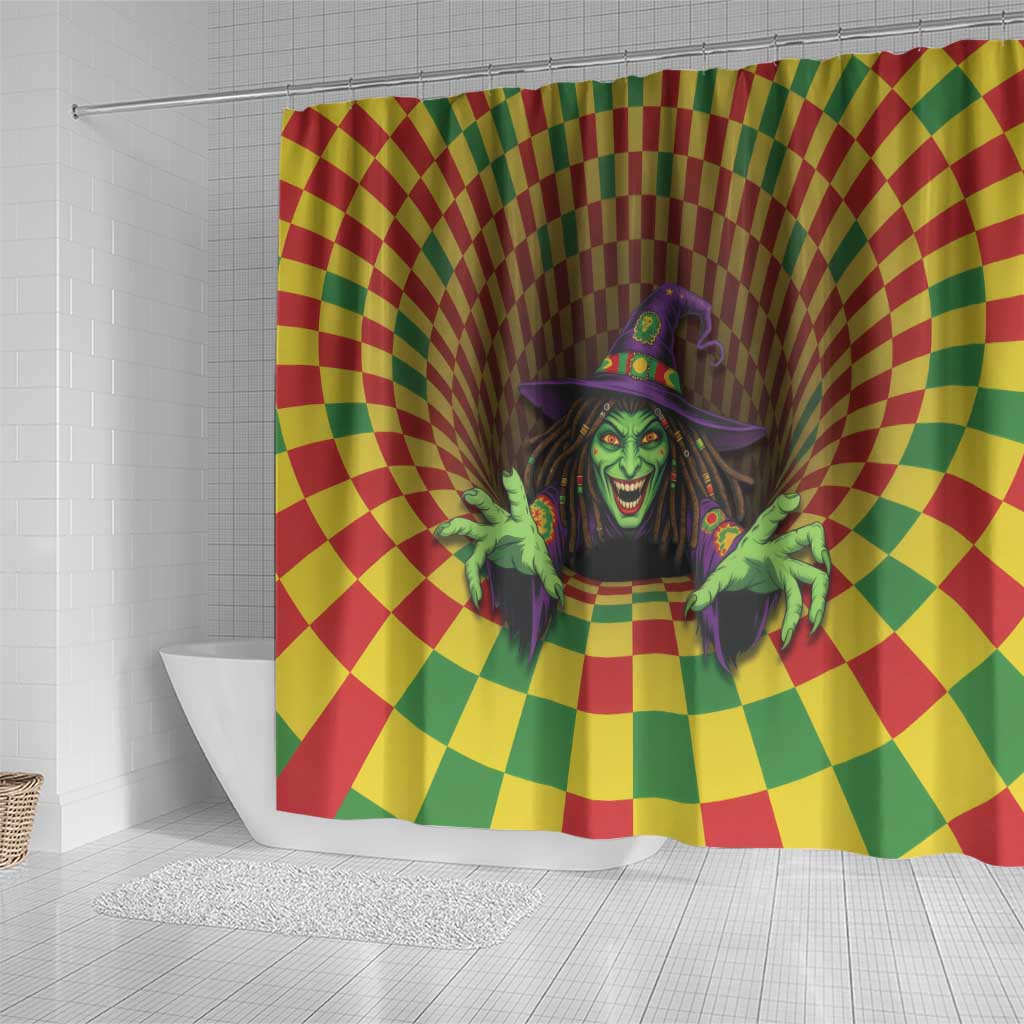 Afro-Jamaicans Reggae Witch Shower Curtain Reggae Optical 3D Illusion - African Pride