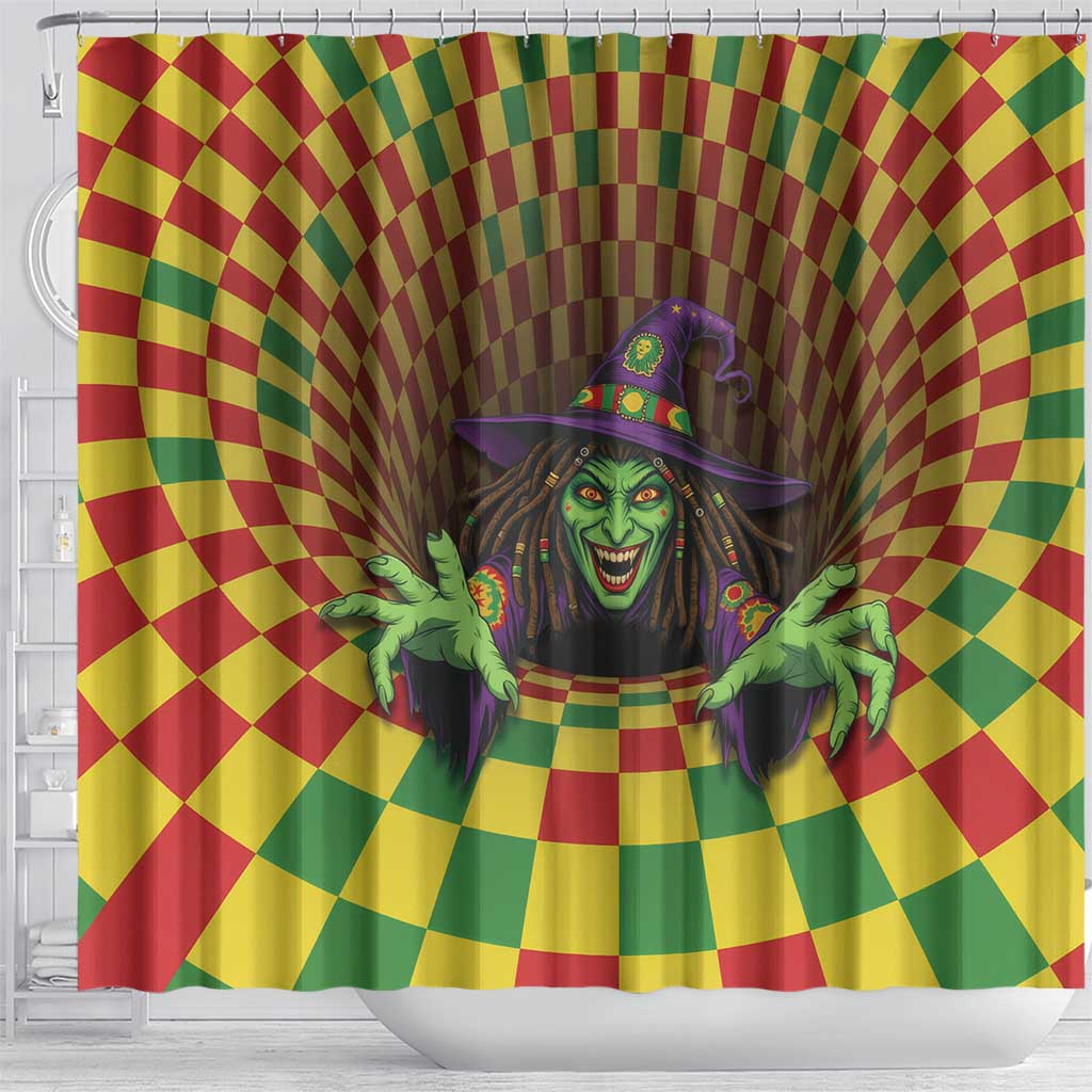 Afro-Jamaicans Reggae Witch Shower Curtain Reggae Optical 3D Illusion - African Pride