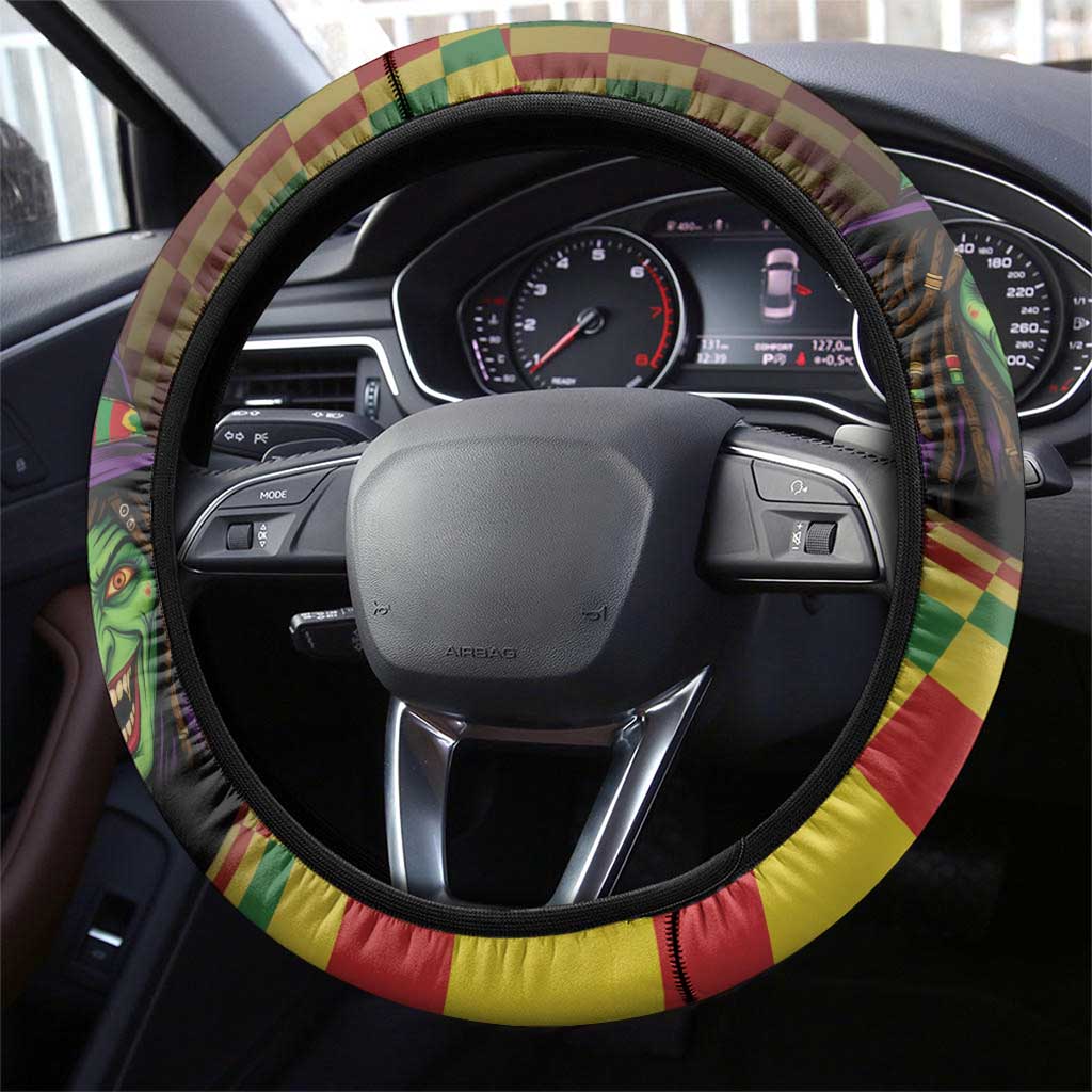 Afro-Jamaicans Reggae Witch Steering Wheel Cover Reggae Optical 3D Illusion - African Pride