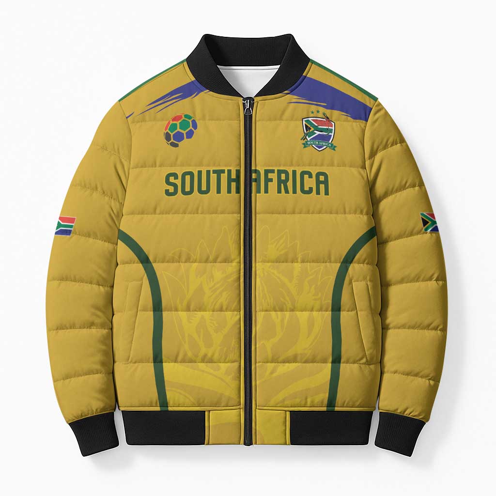 Custom South Africa Football Bomber Puffer Jacket Road To Champions Dream - African Pride