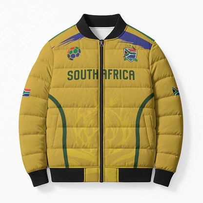 Custom South Africa Football Bomber Puffer Jacket Road To Champions Dream - African Pride