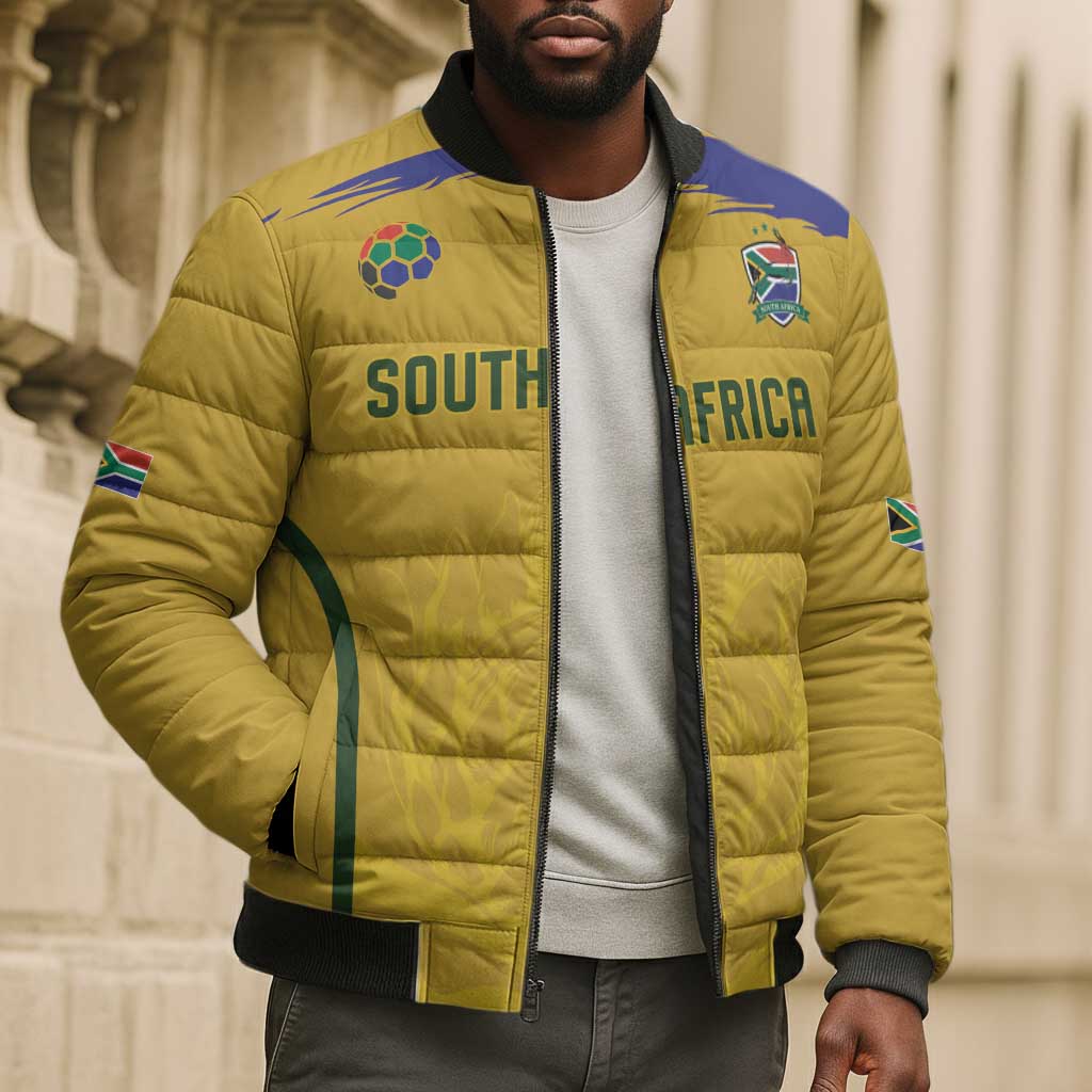 Custom South Africa Football Bomber Puffer Jacket Road To Champions Dream - African Pride