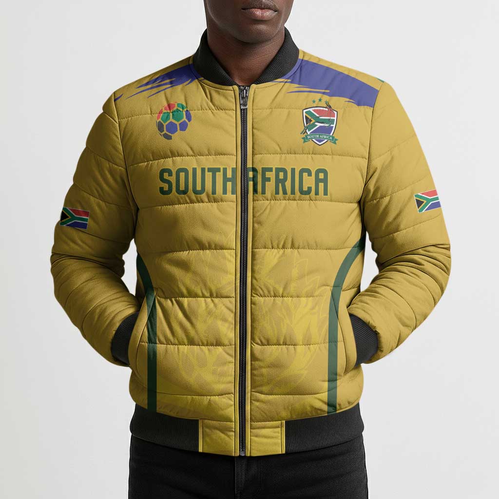Custom South Africa Football Bomber Puffer Jacket Road To Champions Dream - African Pride