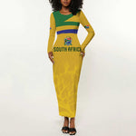 Custom South Africa Football Long Sleeve Bodycon Dress Road To Champions Dream - African Pride