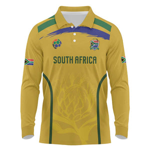 Custom South Africa Football Long Sleeve Polo Shirt Road To Champions Dream - African Pride