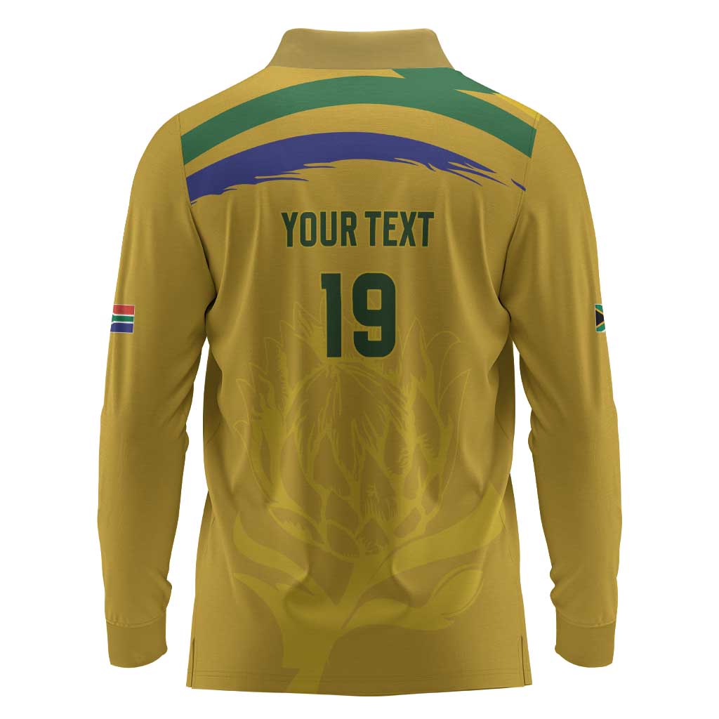 Custom South Africa Football Long Sleeve Polo Shirt Road To Champions Dream - African Pride