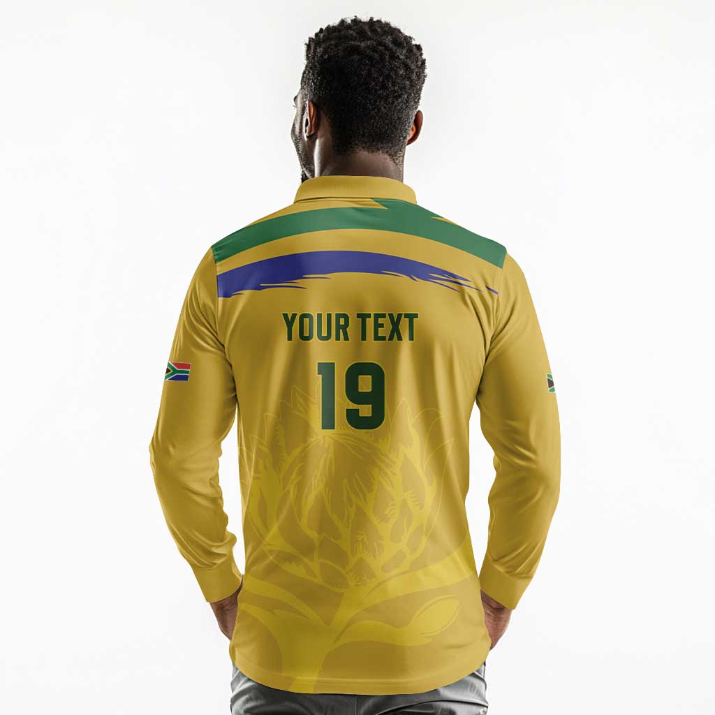 Custom South Africa Football Long Sleeve Polo Shirt Road To Champions Dream - African Pride