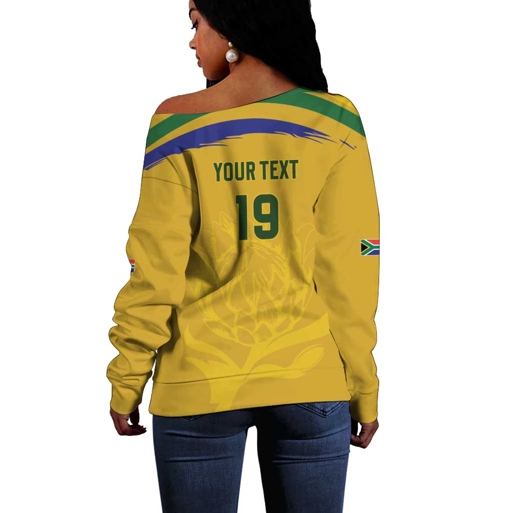 Custom South Africa Football Off Shoulder Sweater Road To Champions Dream - African Pride