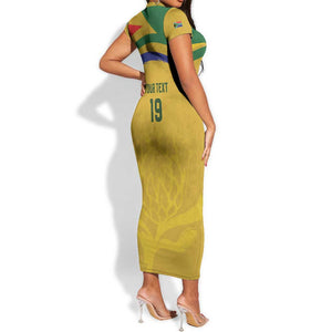 Custom South Africa Football Short Sleeve Bodycon Dress Road To Champions Dream LT19