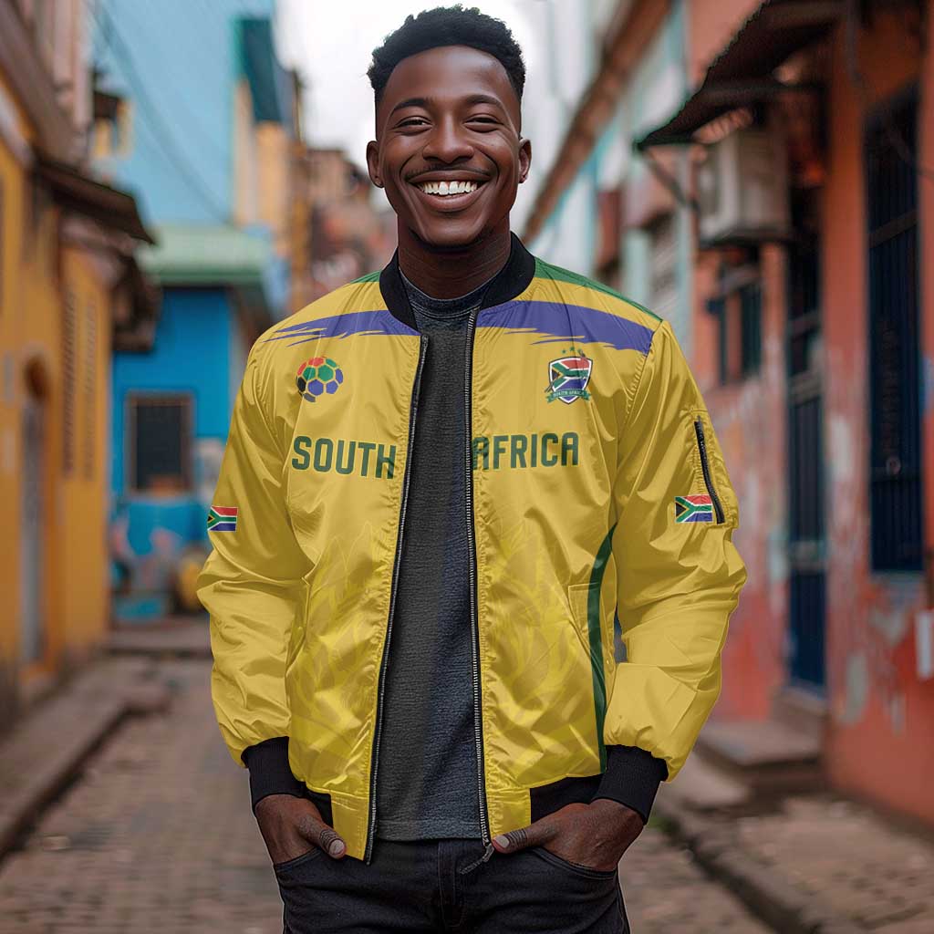 Custom South Africa Football Sleeve Zip Bomber Jacket Road To Champions Dream - African Pride