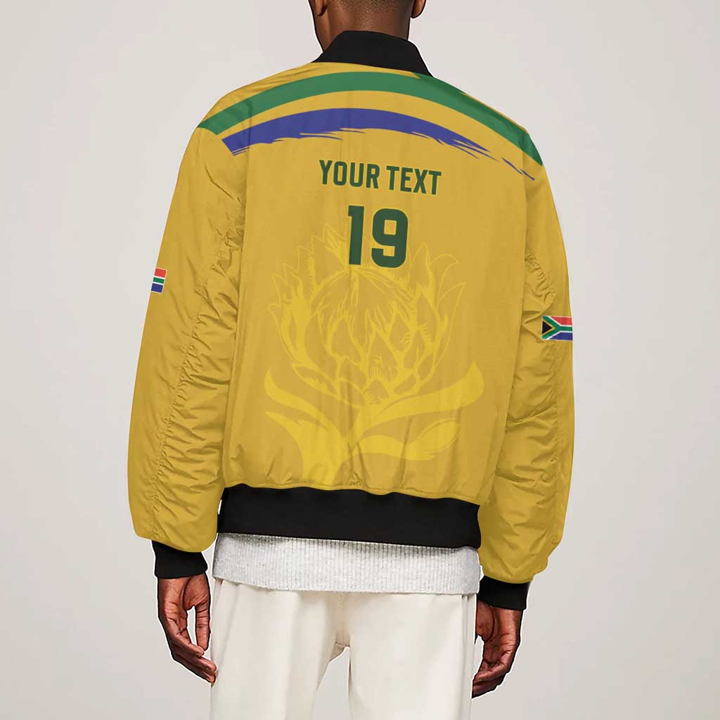 Custom South Africa Football Sleeve Zip Bomber Jacket Road To Champions Dream - African Pride