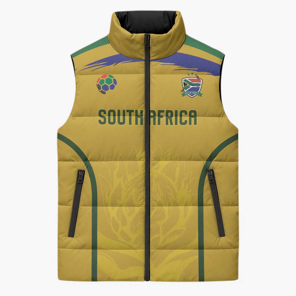 Custom South Africa Football Sleeveless Puffer Jacket Road To Champions Dream - African Pride