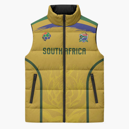 Custom South Africa Football Sleeveless Puffer Jacket Road To Champions Dream - African Pride